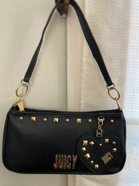 Juicy Couture Black Shoulder Bag with Gold Stud Accents